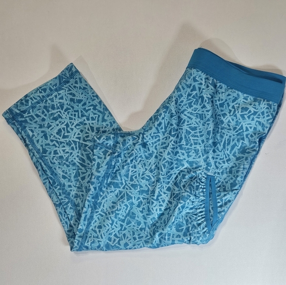 Nike Leggings Womens Medium Blue Abstract Dri-Fit Athletic Yoga Activewear Pants - Picture 1 of 9